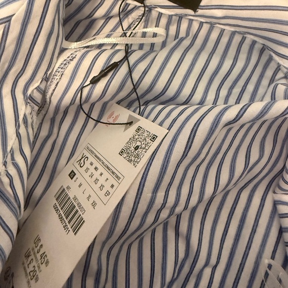 Zara Blue White Striped Skirt XS NWT Foldover Waist - Picture 4 of 6